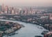 The Thames winding east through London